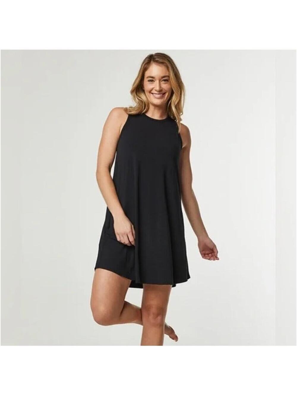 Shebird EUC Women's Black Tunic Tank Athletic Dress Built in Bra Size 4